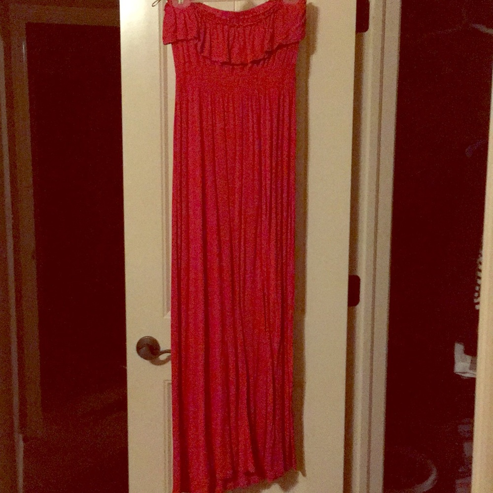 Coral spring dress. Very flattering